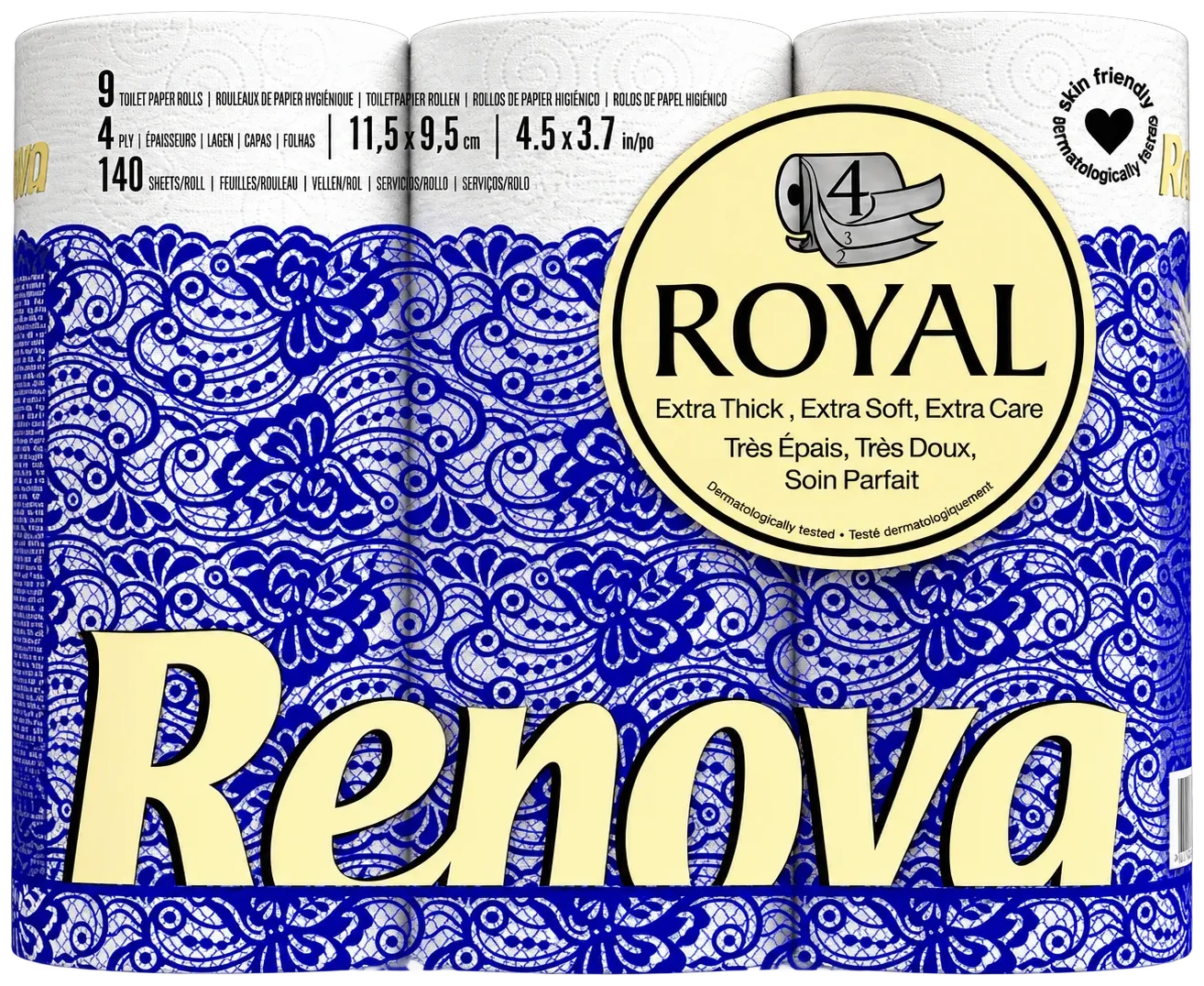 Papel higiénico Royal - Cuádruple capa - 9 rollos