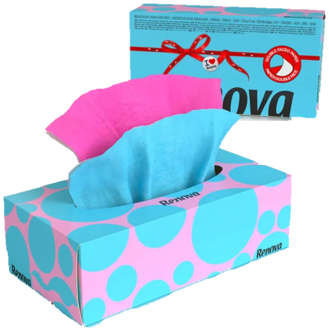 Pañuelos Faciales Red Label - 80 pañuelos - AZUL Y FUCSIA