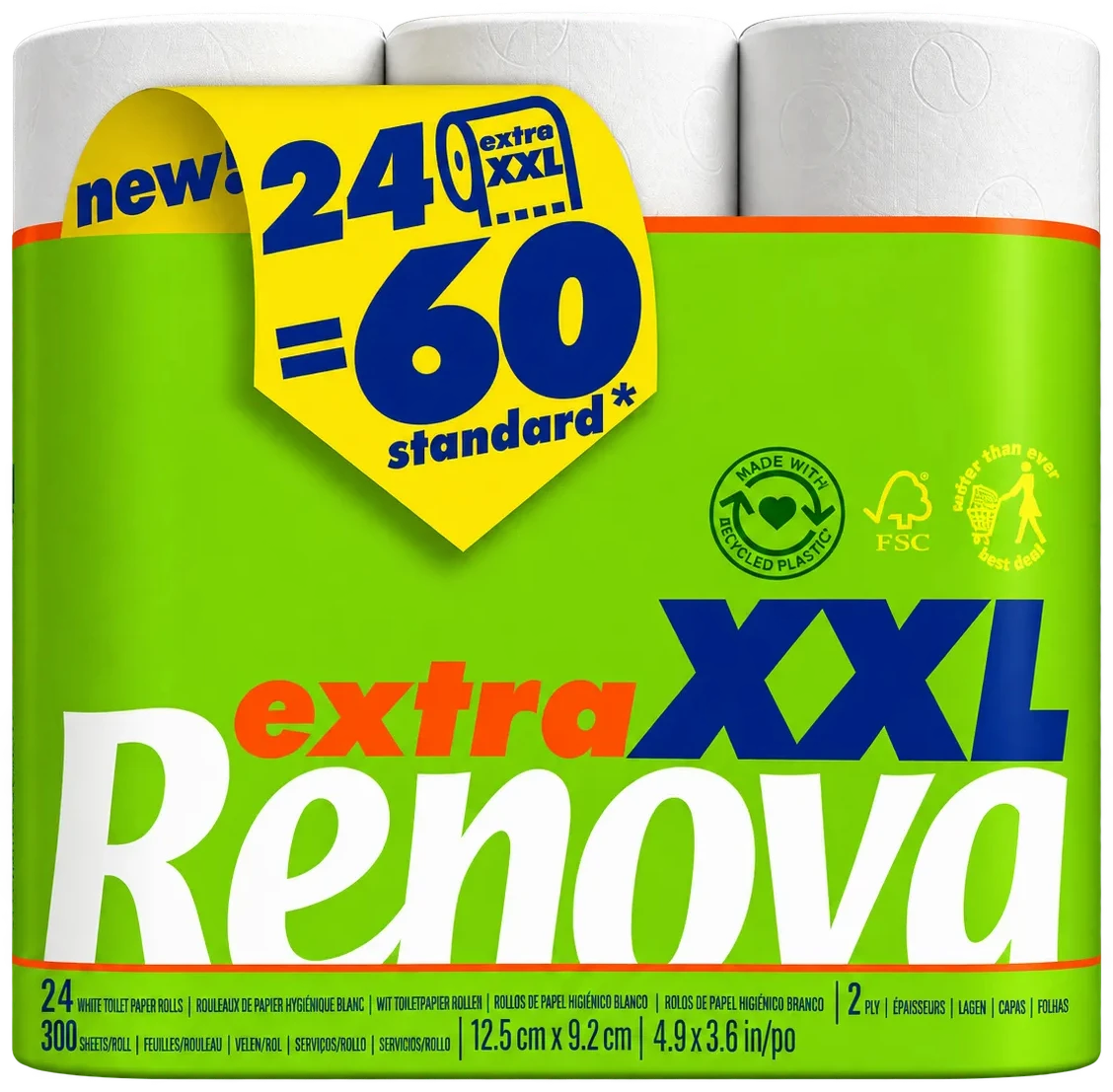 Papel Higiénico Extra XXL Compact - Doble capa - Pack 24=60 rollos