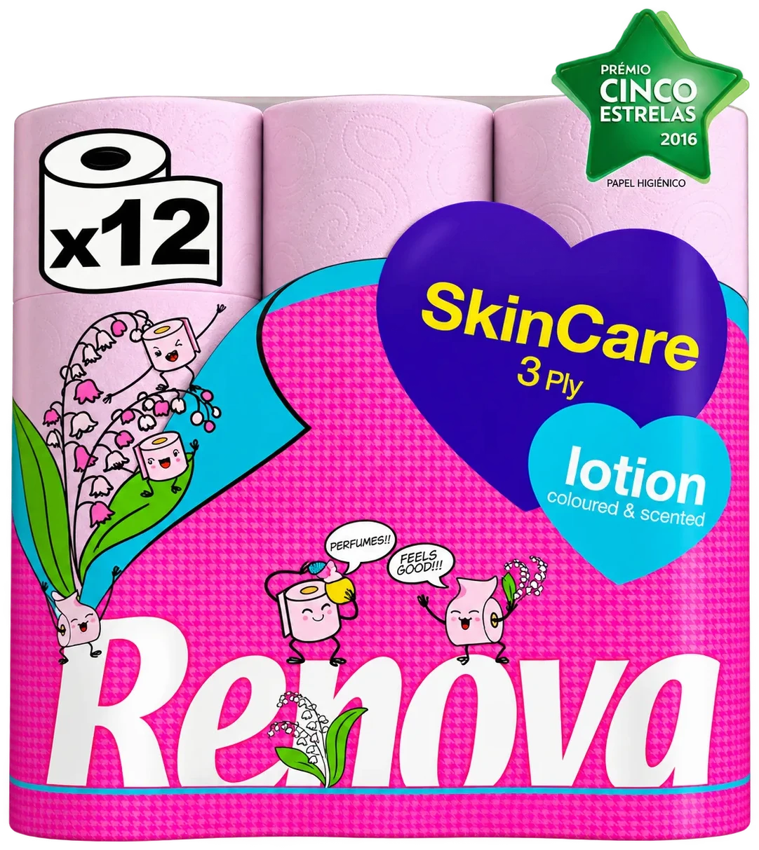 Papel higiénico Skin Care ROSA con loción - Triple capa - 12R