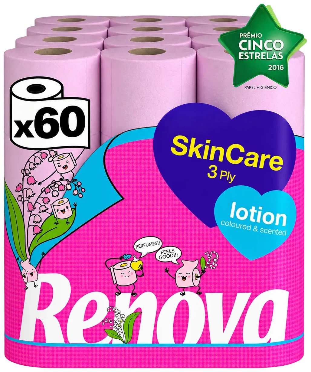 Papel Higiénico Skin Care Rosa con loción - Triple Capa - 60R