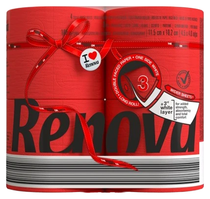Papel higiénico Red Label Maxi - Triple Hoja - 4 rollos Rojo