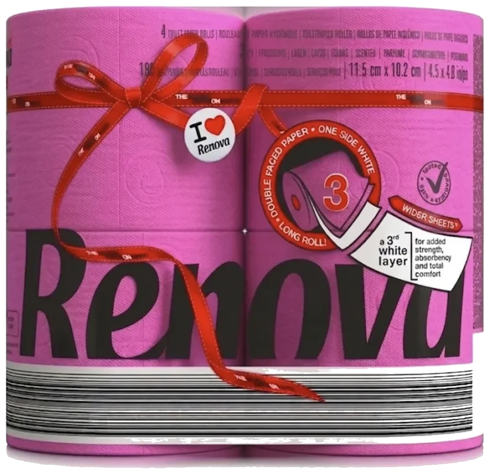 Papel higiénico Red Label Maxi - Triple Hoja - 4 rollos Fucsia