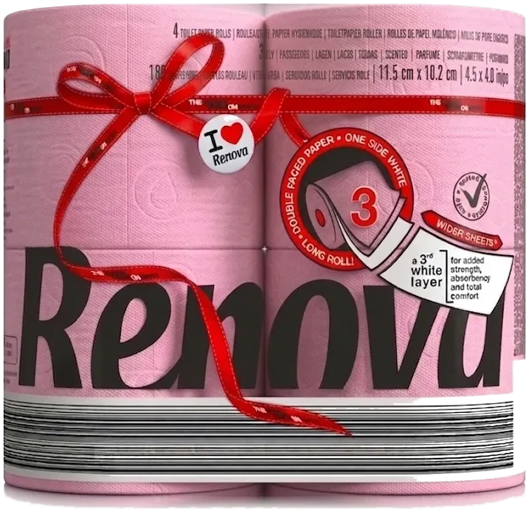 Papel higiénico Red Label Maxi - Triple Hoja - 4 rollos Rosa