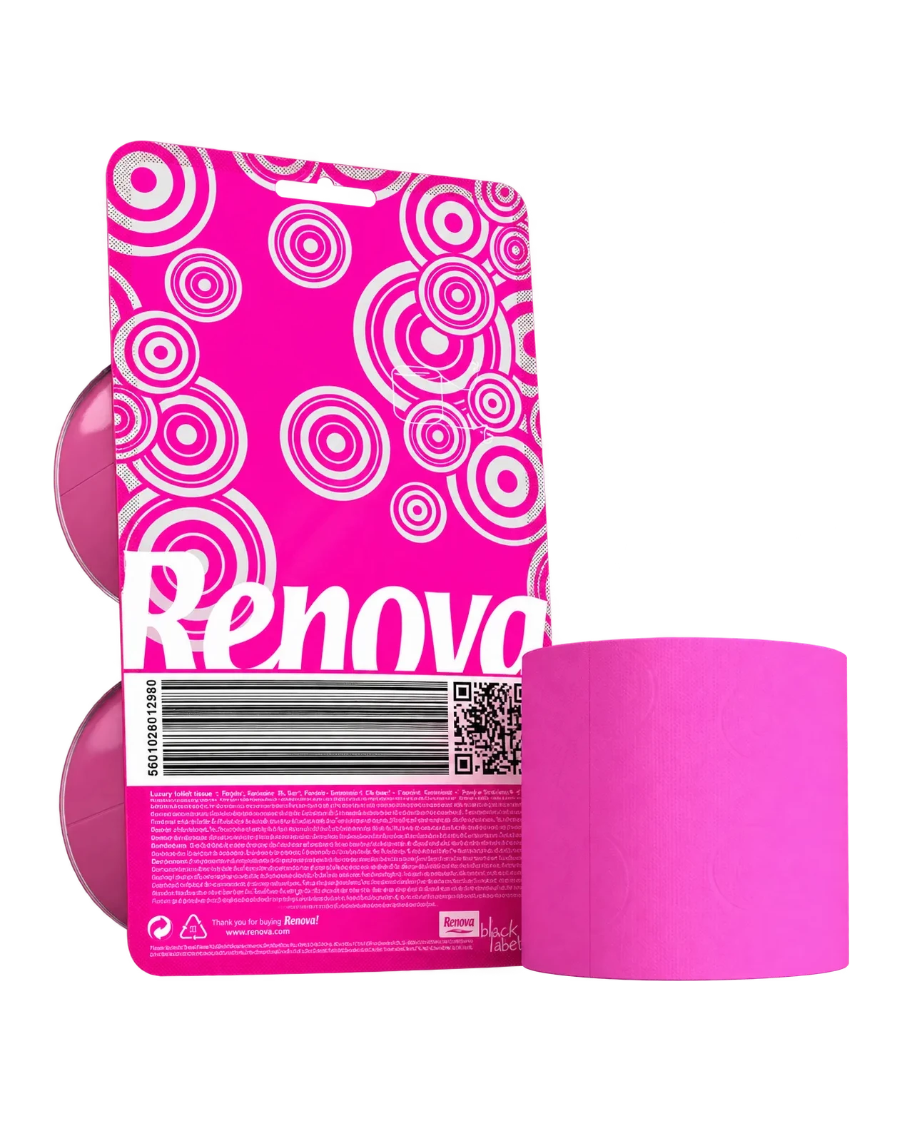 Papel higiénico Black Label - Triple hoja - Pack de 2 rollos Fucsia