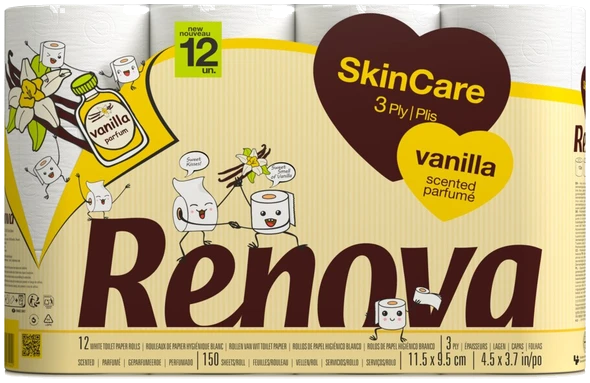 Papel higiénico Skin Care Vainilla - Triple hoja - 12 rollos