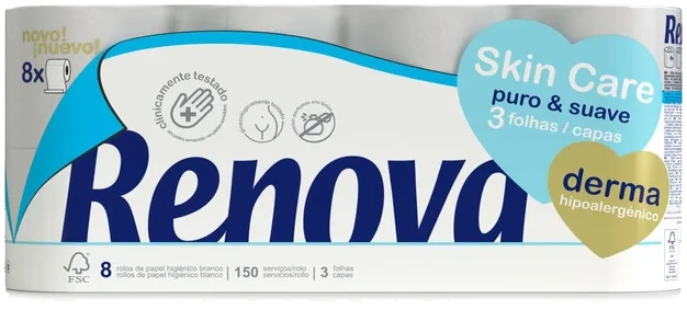 Papel higiénico Derma Skin Care - Triple capa - 8 rollos