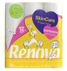 [200106549] Papel higiénico Skin Care Purissimo - Triple capa - 12 rollos