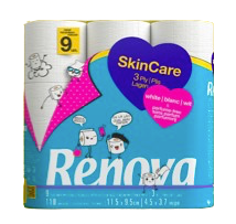 Papel higiénico Skin Care Blanco - Triple capa - 9 rollos