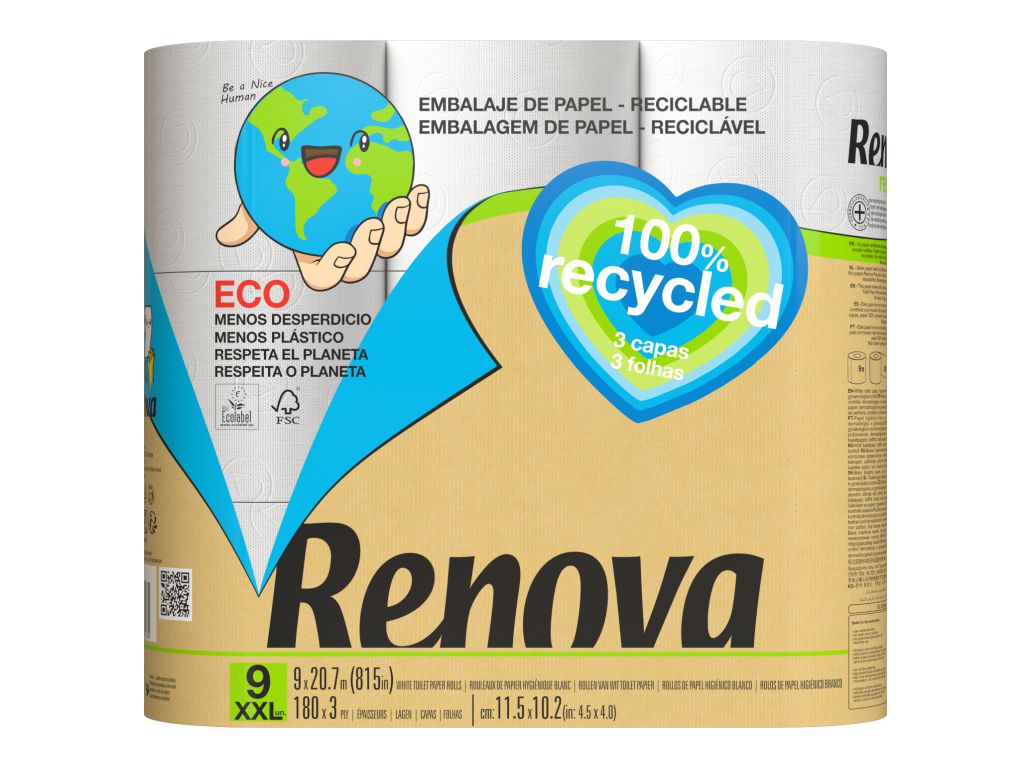 [200099933] Papel higiénico Recycled - Triple capa - 9 rollos