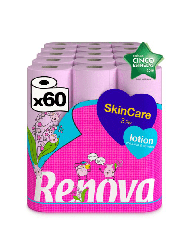 Papel Higiénico Skin Care Rosa con loción - Triple Capa - 60R