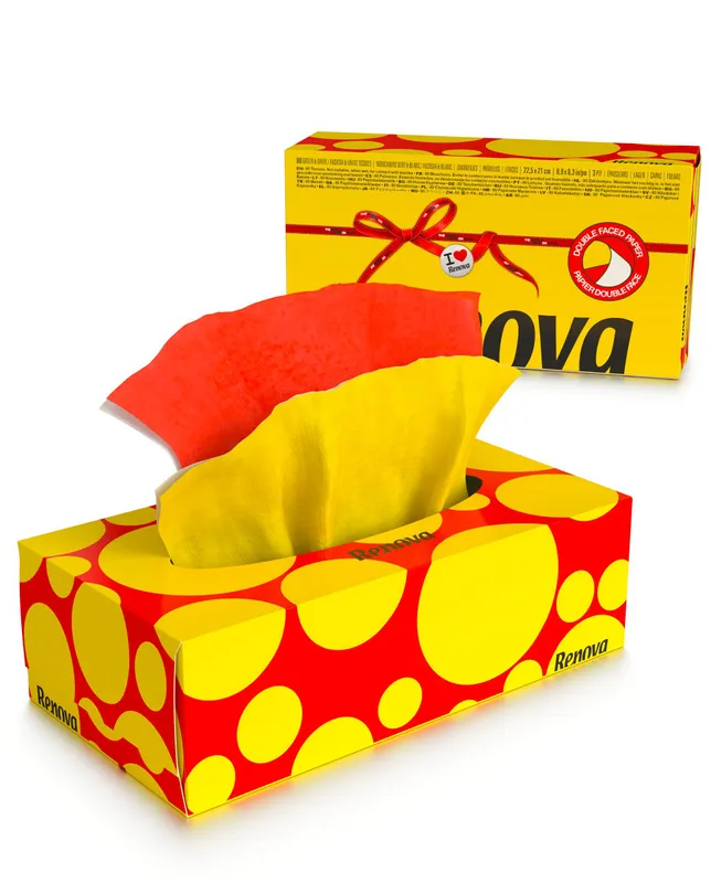 [200096190] Pañuelos Faciales Red Label - 80 pañuelos - Rojo y Amarillo
