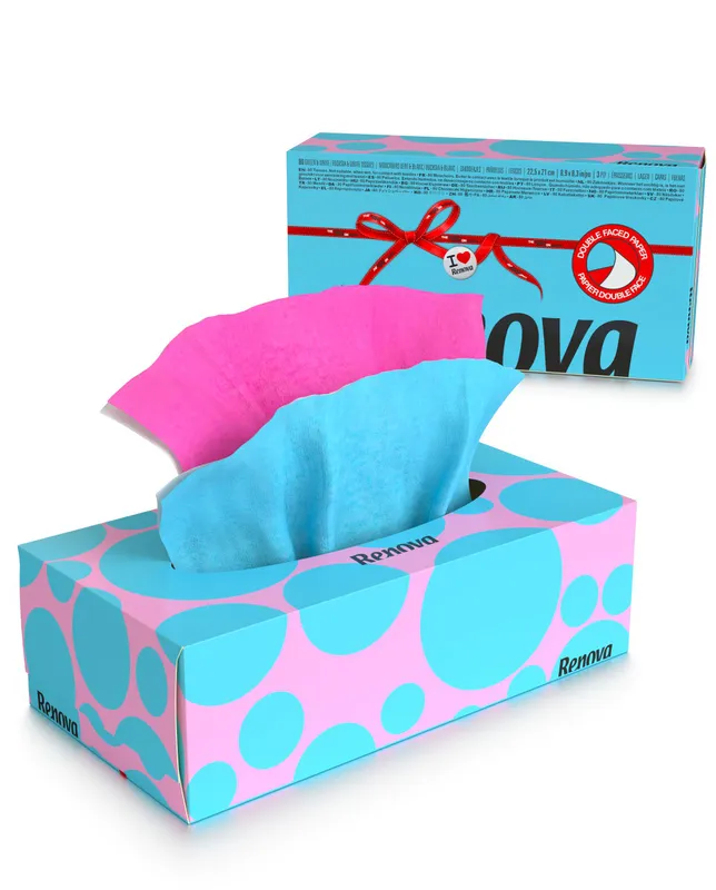 Pañuelos Faciales Red Label - 80 pañuelos - AZUL Y FUCSIA