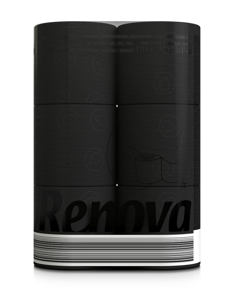 Papel higiénico negro Renova Black Label pack x6